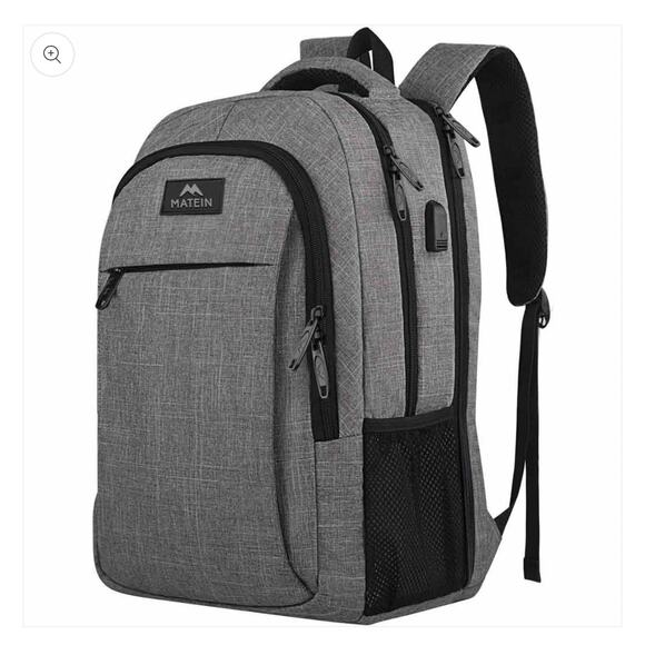 Matein Gray/Blk Backpack with USB - Picture 11 of 11